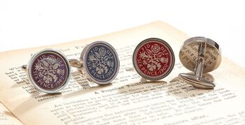 Queen Elizabeth 2nd Sixpence Coin Handmade Cufflinks, 4 of 5