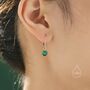 Emerald Green Cz Lever Back Hoop In Sterling Silver, thumbnail 1 of 11