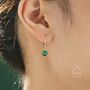 Emerald Green Cz Lever Back Hoop In Sterling Silver, thumbnail 2 of 12