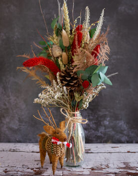 Christmas Dried Flowers Made Into A Glass Bottle, 3 of 4