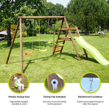 Figue Wooden Swing Set With Slide, 3 of 11