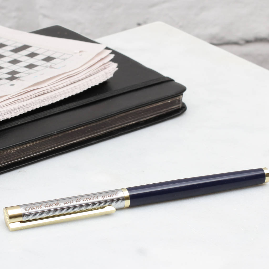 Personalised Rhodium Plated And Enamel Rollerball Pen, 1 of 4