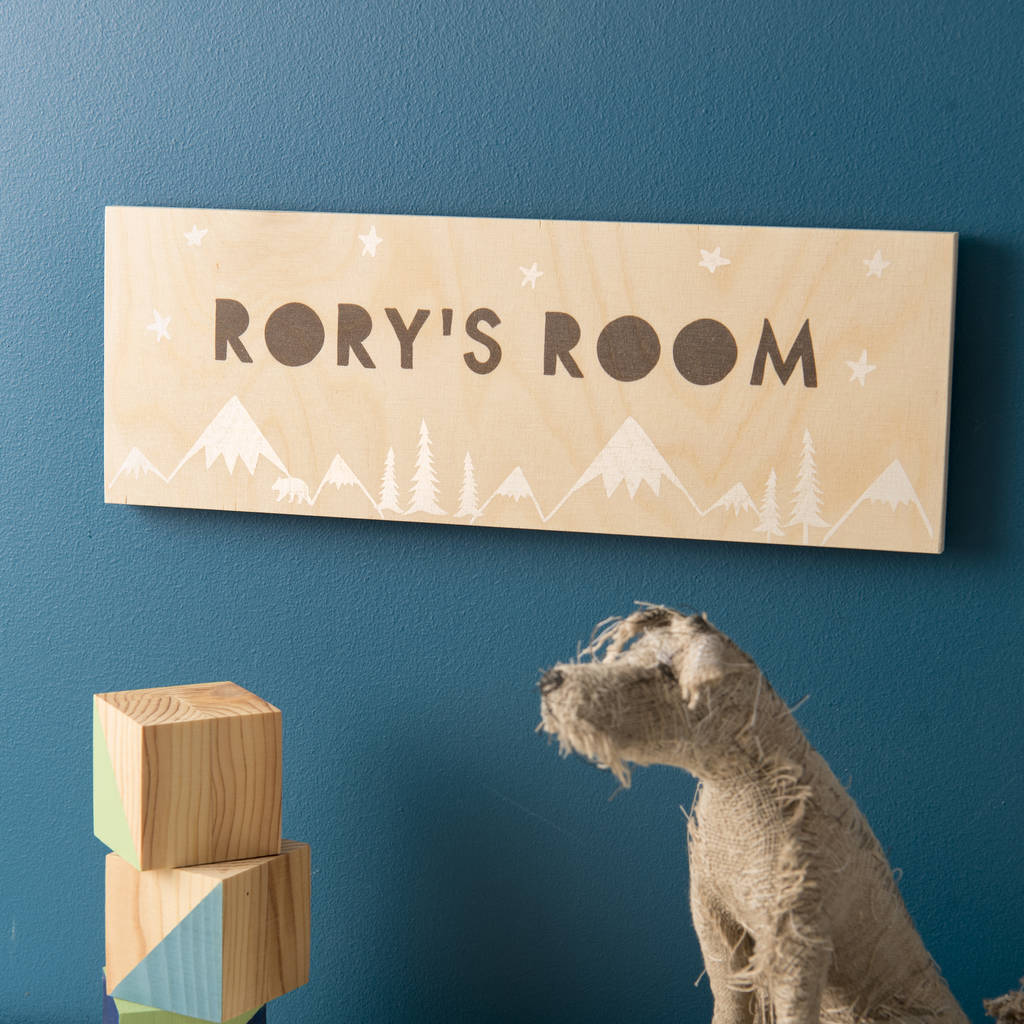 Personalised Wooden Scandinavian Style Room Name Sign, 1 of 2