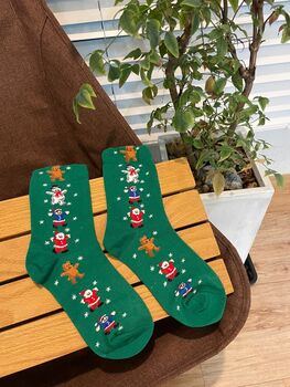 Two Pack Of Snowy Chrlstmas Socks In Box, 3 of 5