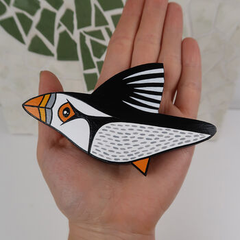 Handmade Wooden Flying Puffin Wall Hanging, 11 of 11