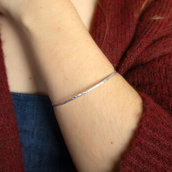 Sterling Silver Hammered Bangle, 4 of 8