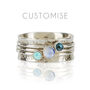 Personalised Birthstone Holi Silver Spinning Ring, thumbnail 1 of 10