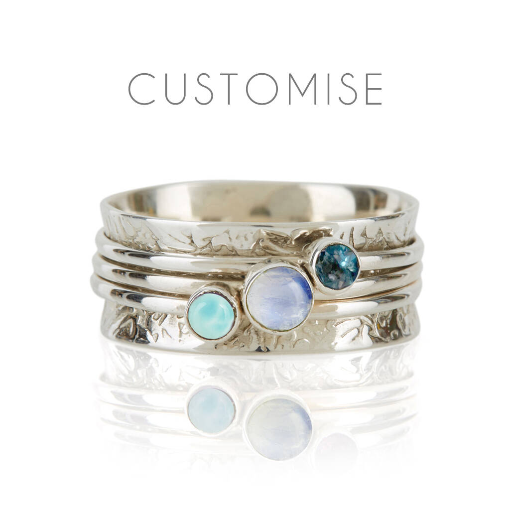 Personalised Birthstone Holi Silver Spinning Ring, 1 of 10