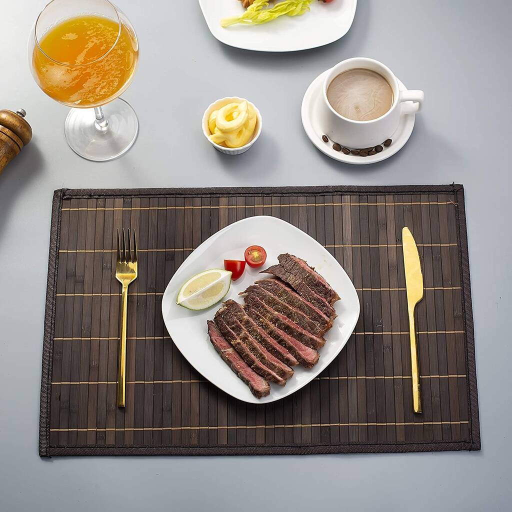 Set Of Six Dark Brown Bamboo Placemats By Momentum
