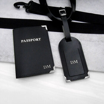 Handmade Personalised Leather Passport Luggage Tag Set, 2 of 10