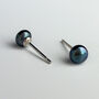 Sterling Silver Midnight Pearl Stud Earrings, thumbnail 3 of 6