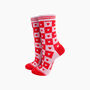 Heart Checkerboard Bamboo Socks In Pink/Red, thumbnail 1 of 4