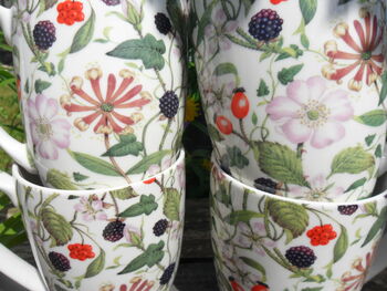 Set Of Six China Aspen Mugs In Hedgerow Design, 5 of 8