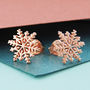Snowflake Rose Gold Plated Silver Star Stud Earrings, thumbnail 1 of 9