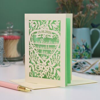 Personalised 'To My Parents On My Wedding Day' Card, 2 of 9