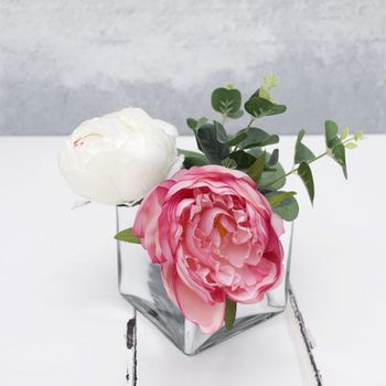 Artificial Peony Bouquet In Mirrored Vase, 3 of 6