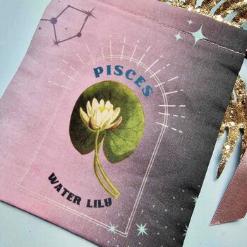 Pisces Birth Flower Gift Pouch, 5 of 8