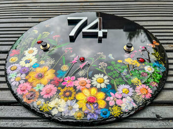 Personalised Slate House Number, Floral House Sign, 5 of 12