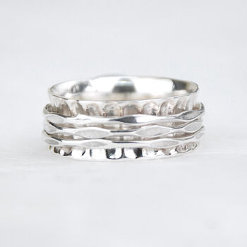 Hammered Sterling Silver Slim Spinning Ring, 4 of 9