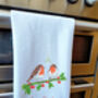 Robin Couple Christmas Tea Towel, thumbnail 4 of 5