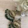 Emerald Green Peacock Dangle Indian Earrings, thumbnail 1 of 7