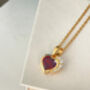 Red Garnet And White Topaz Heart Necklace, thumbnail 2 of 3