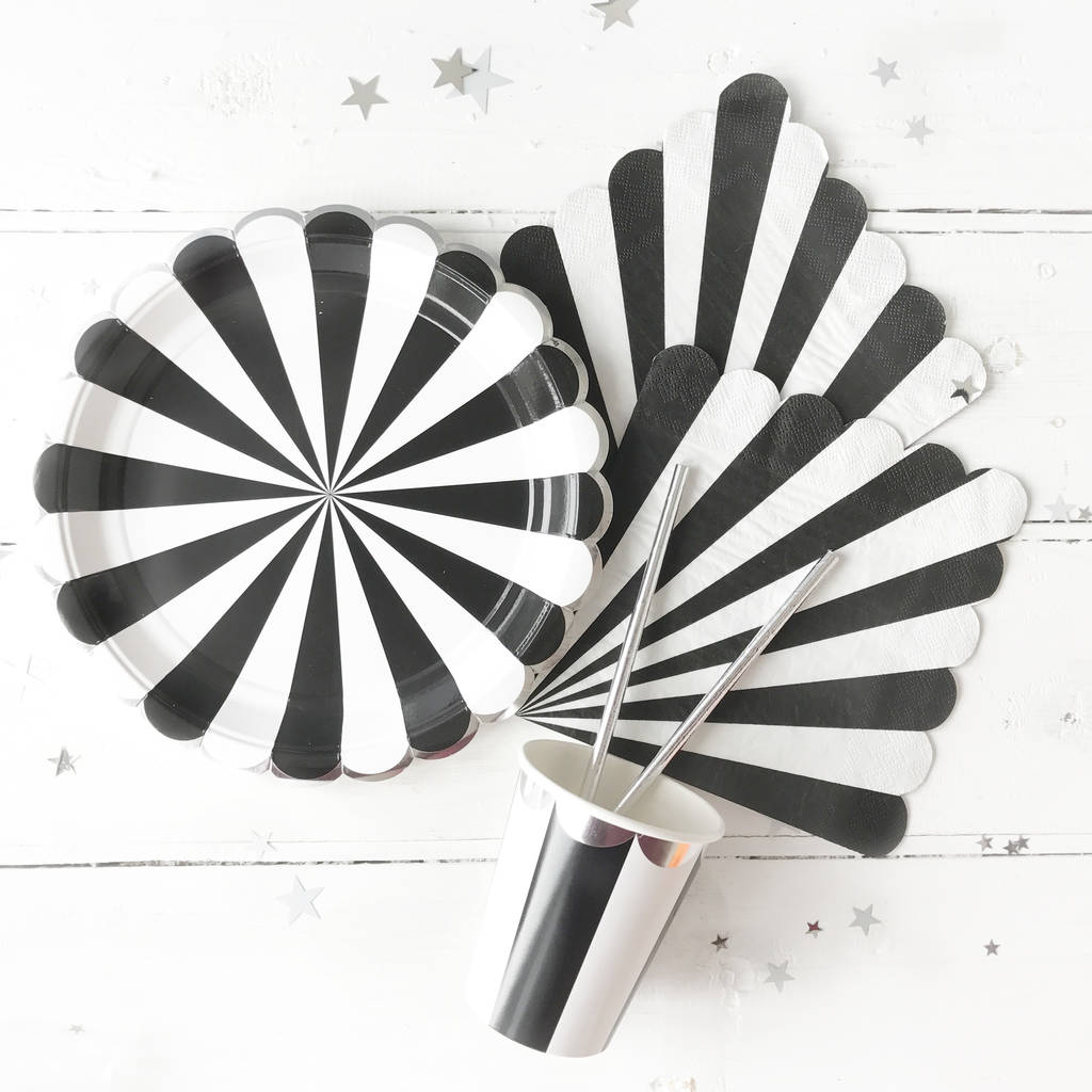 striped black paper party cups by postbox party