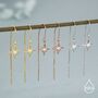 Sterling Silver Cz Starburst U Shape Threader Earrings, thumbnail 7 of 11