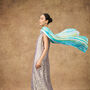 100% Mulberry Silk Scarf – Light Green And Rainbow In Gift Box, thumbnail 6 of 8