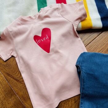 Personalised 'Loved' Baby T Shirt, 2 of 4