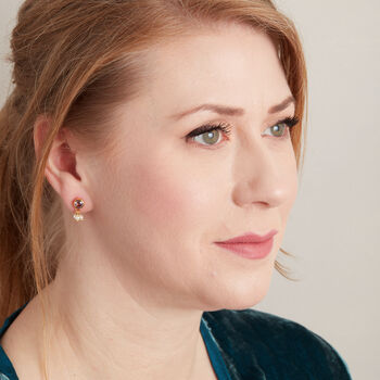 Purple Amethyst And Pearl 18 K Gold And Silver Stud Drops, 3 of 7