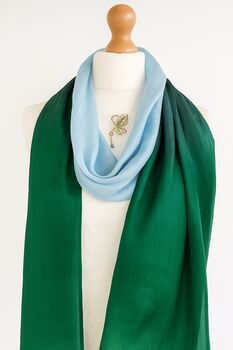 100% Mulberry Silk Scarf, Ombre Emerald Green, 8 of 8