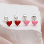 Sterling Silver Red And Pink Enamel Heart Stud Earrings, thumbnail 1 of 4