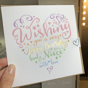 Heart And Soul Rainbow Niece Birthday Card, 2 of 2
