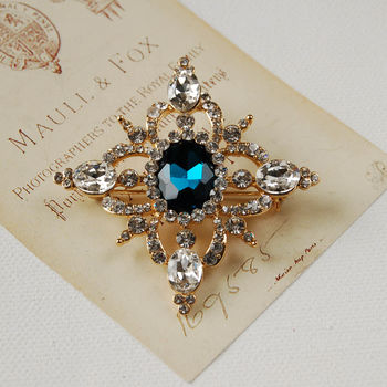 Vintage Style Blue Stone Brooch, 4 of 7
