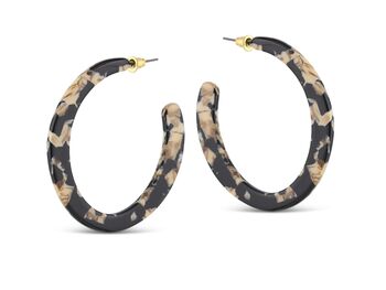 Olivia Semi Cut Out Resin Hoop Earrings In Brown/Black, 2 of 3