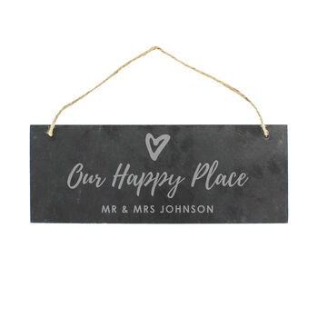 Personalised Our Happy Place Hanging Slate Decoration, 3 of 3