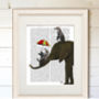 Elephant And Penguins Book Print Framded Or Unframed, thumbnail 5 of 8
