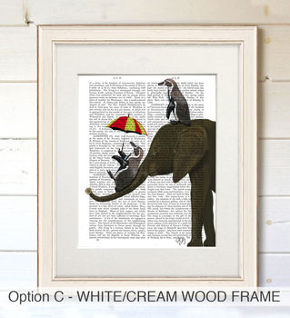 Elephant And Penguins Book Print Framded Or Unframed, 5 of 8