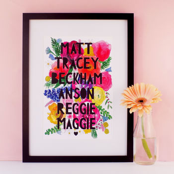 Personalised Family Watercolour Florals Papercut Print, 5 of 12