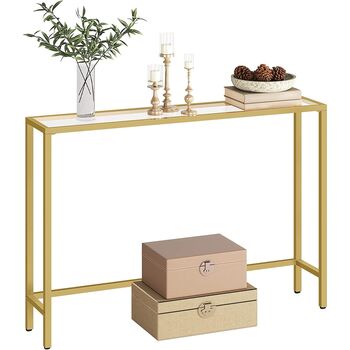 Gold Hallway Tempered Glass Console Entryway Table, 8 of 9