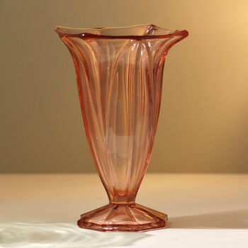Vintage Art Deco Glass Vase Pink, 2 of 3