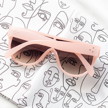 Flat Top Full Lens Sunglasses In Pink, 2 of 4