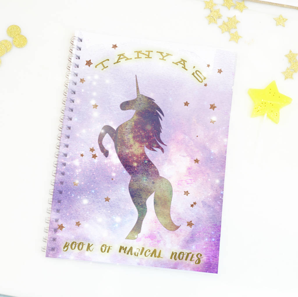 Personalised Unicorn Notebook Gift 'Galaxy unicorn' By Peach Tea Studio