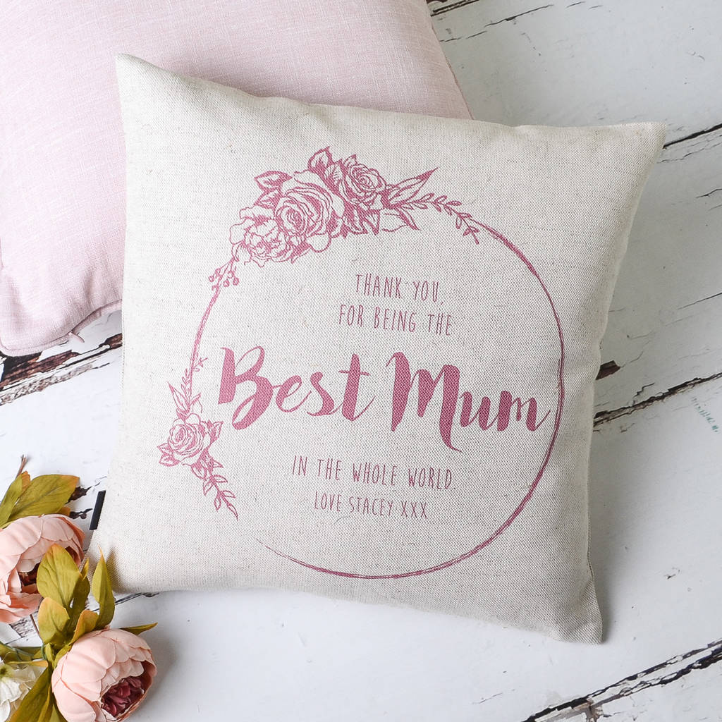 Best Mum Personalised Floral Cushion By Vintage Designs Reborn 