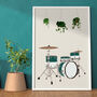 Drum Kit Houseplant Print | Music Studio Poster, thumbnail 4 of 12