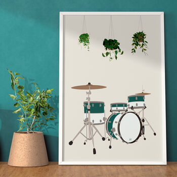 Drum Kit Houseplant Print | Music Studio Poster, 4 of 12