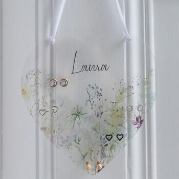 Personalised Wildflowers Frosted Earring Storage Hanger, 2 of 7