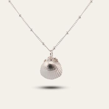 Dainty Silver Seashell Necklace, 2 of 3