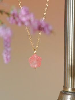 Carved Botan Cherry Quartz Necklace, 8 of 9